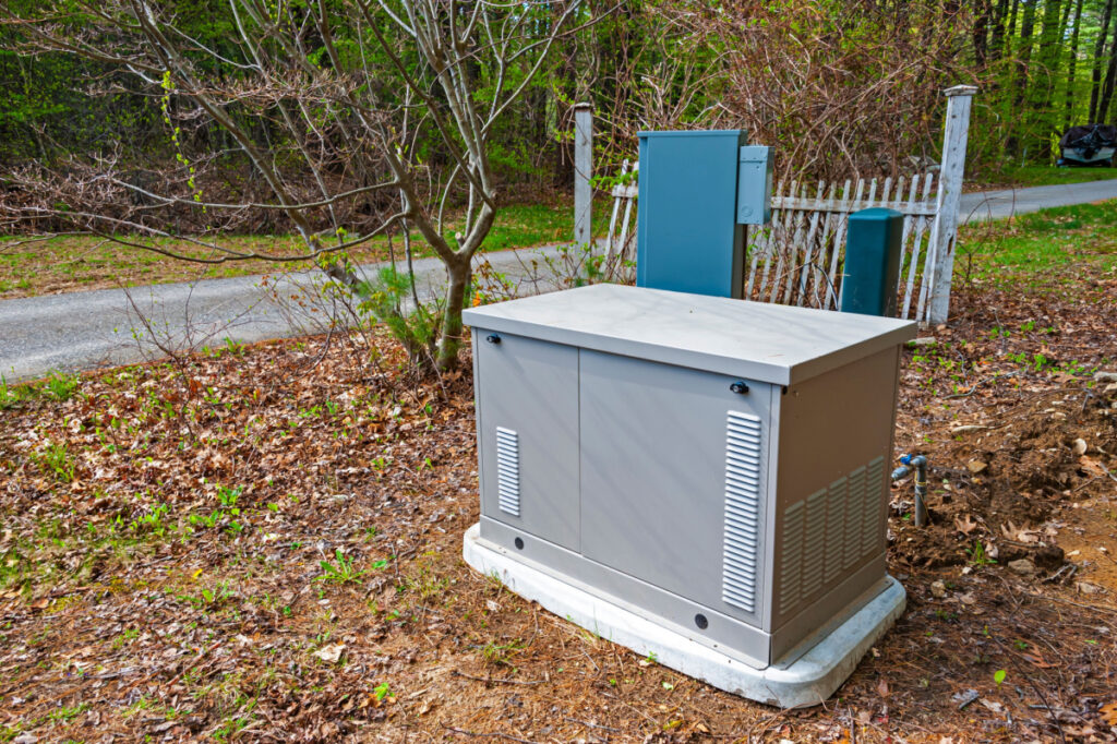 a whole home generator outside a residence